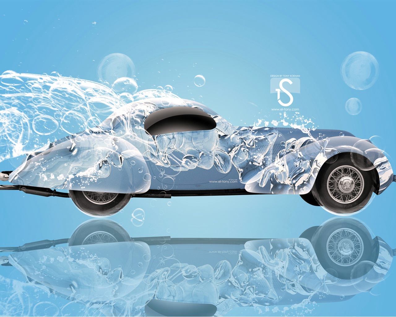 水滴のしぶき、美しい車創造的なデザインの壁紙 #24 - 1280x1024