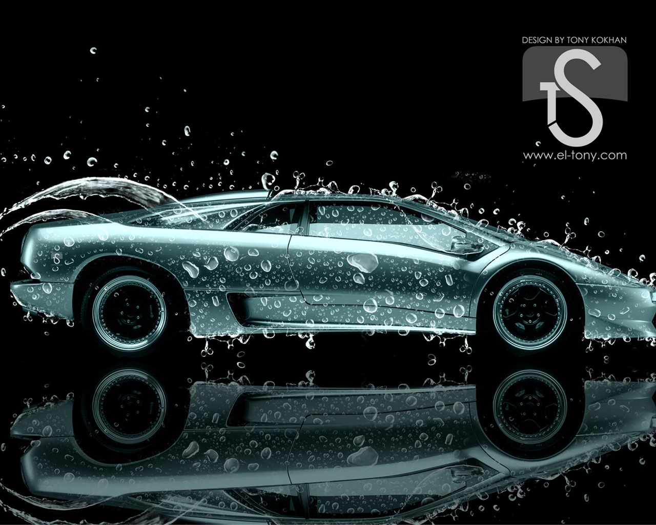 Капли воды всплеск, красивый автомобиль творческого дизайна обоев #27 - 1280x1024
