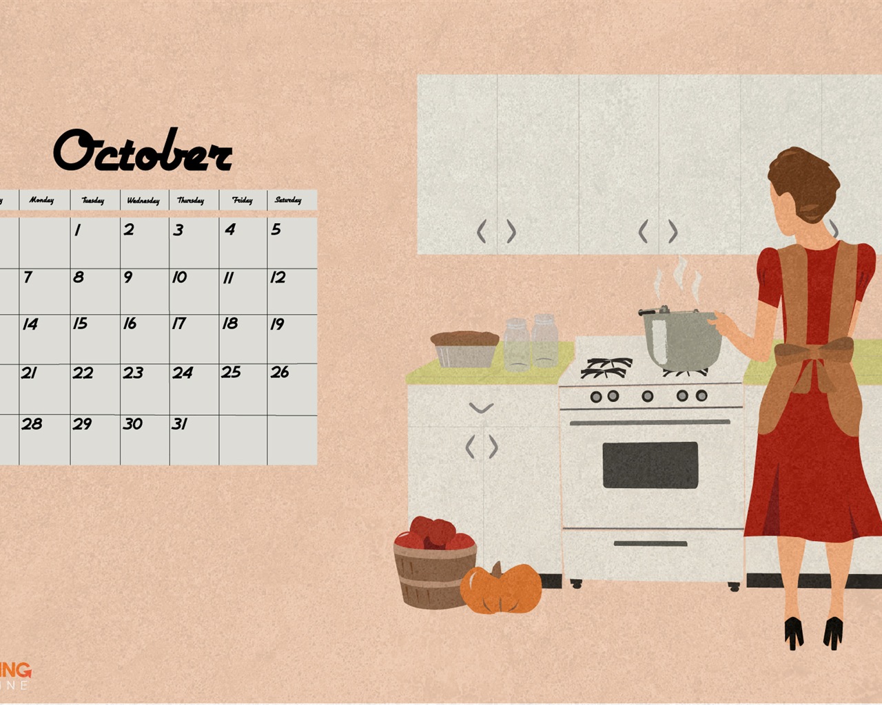2013年10月カレンダー壁紙（2） #17 - 1280x1024