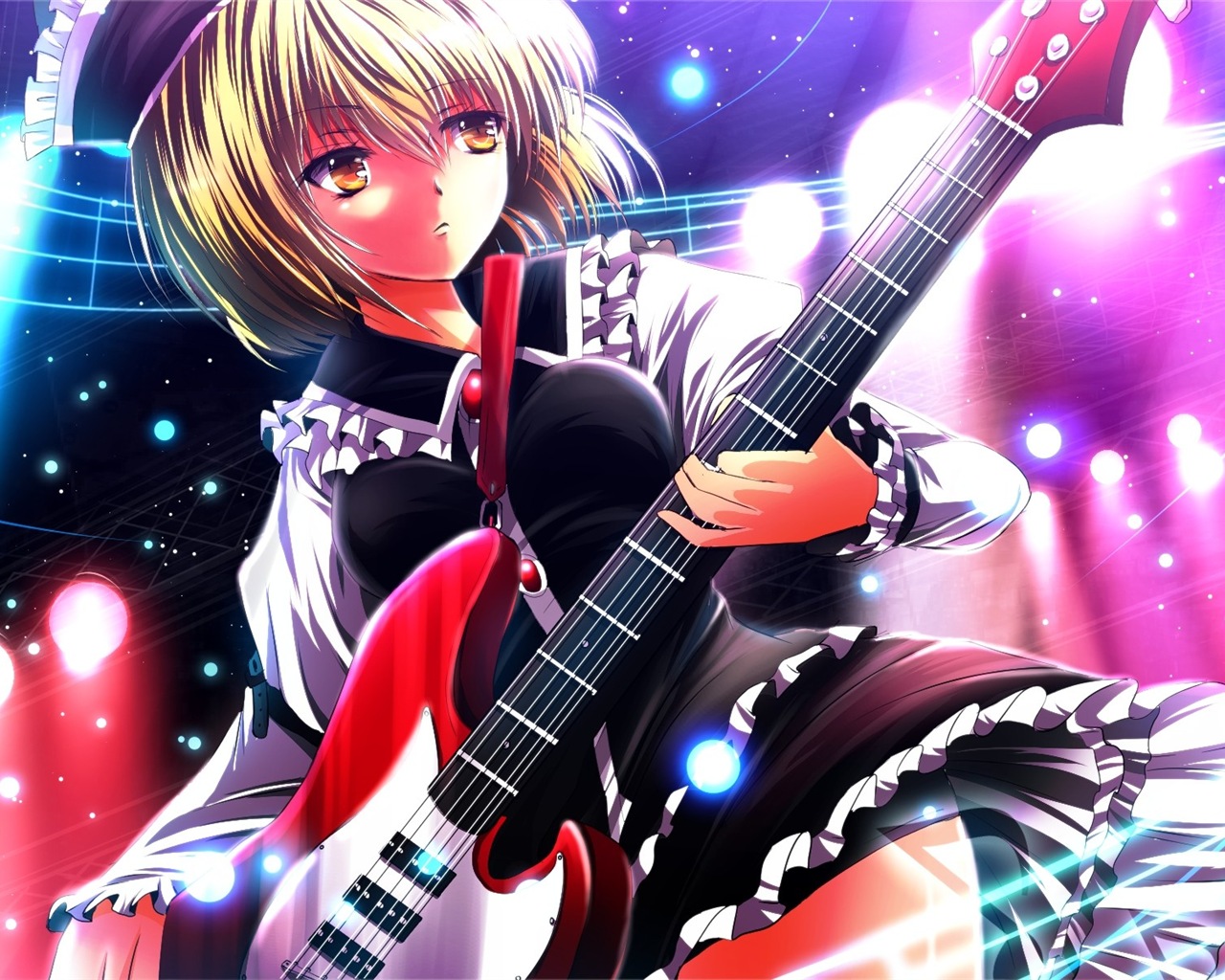 音楽ギターアニメの女の子HDの壁紙 #1 - 1280x1024