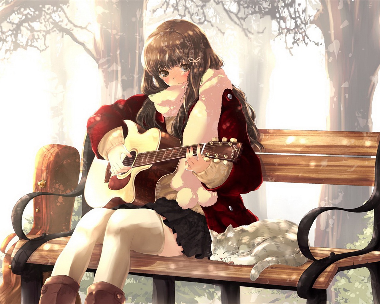 音楽ギターアニメの女の子HDの壁紙 #5 - 1280x1024