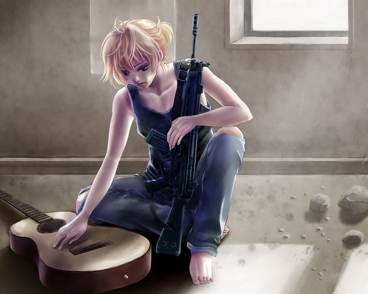 音楽ギターアニメの女の子HDの壁紙 #8 - 1280x1024