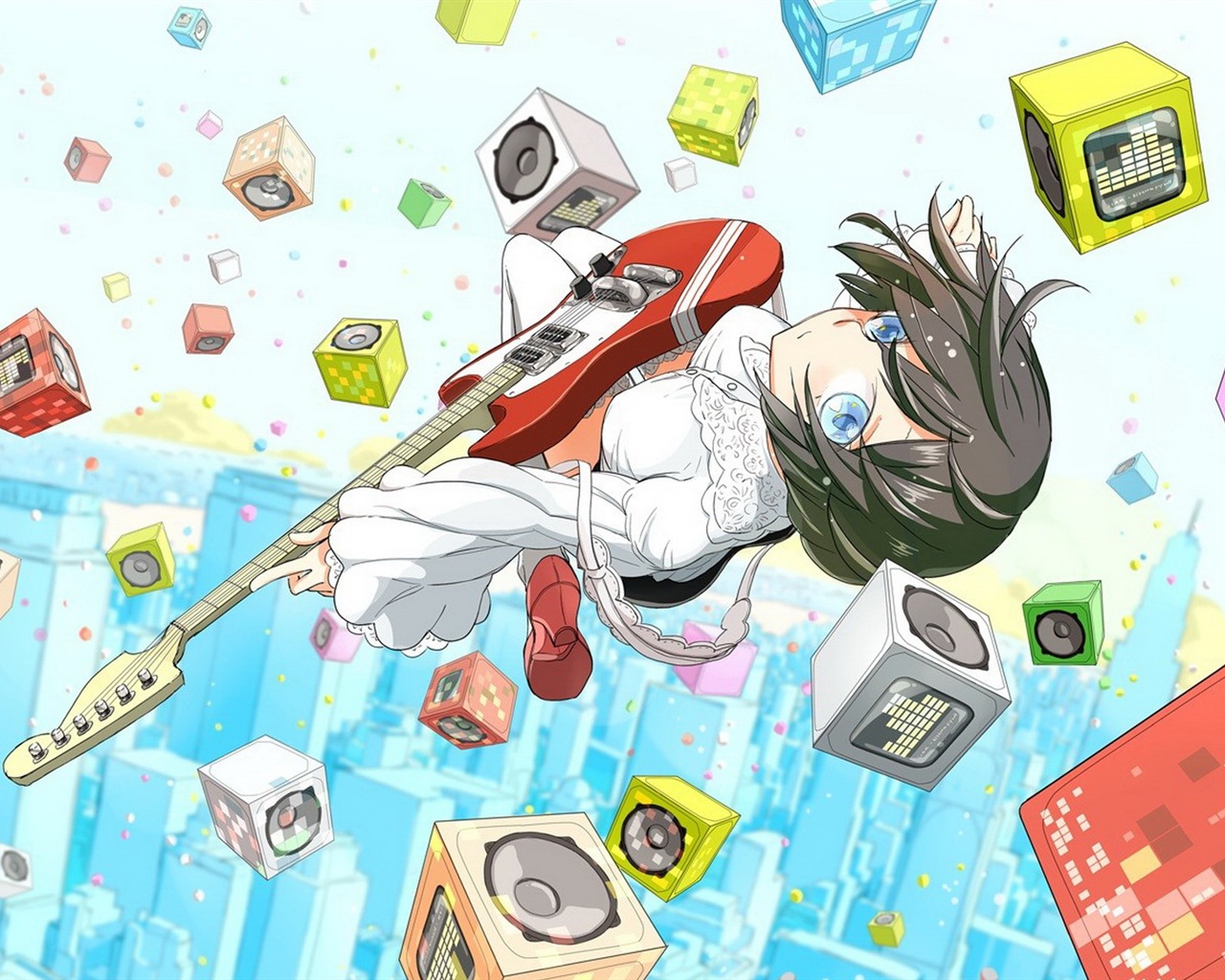 音楽ギターアニメの女の子HDの壁紙 #13 - 1280x1024