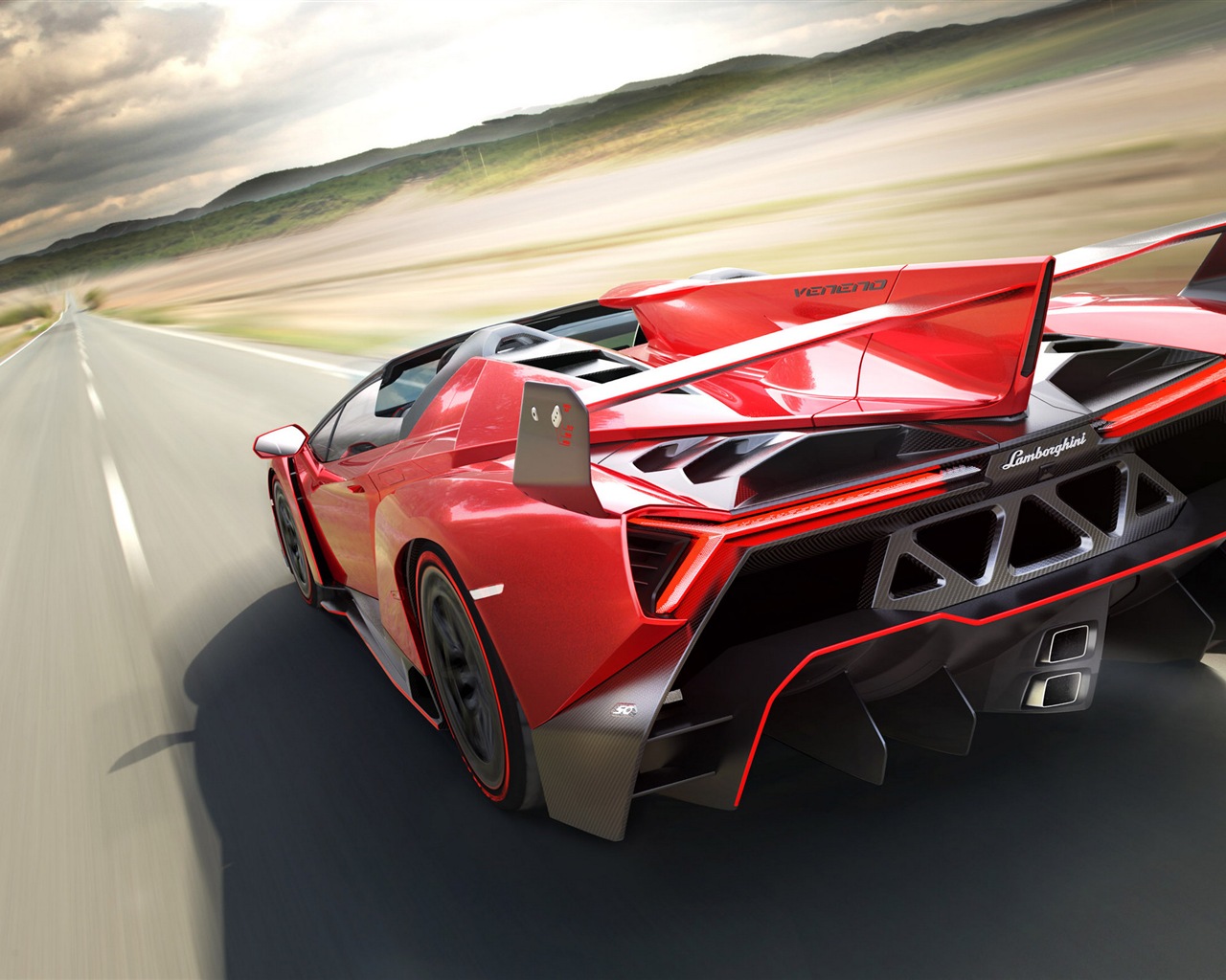 2014 Lamborghini Roadster Veneno rojo supercar HD wallpapers #2 - 1280x1024