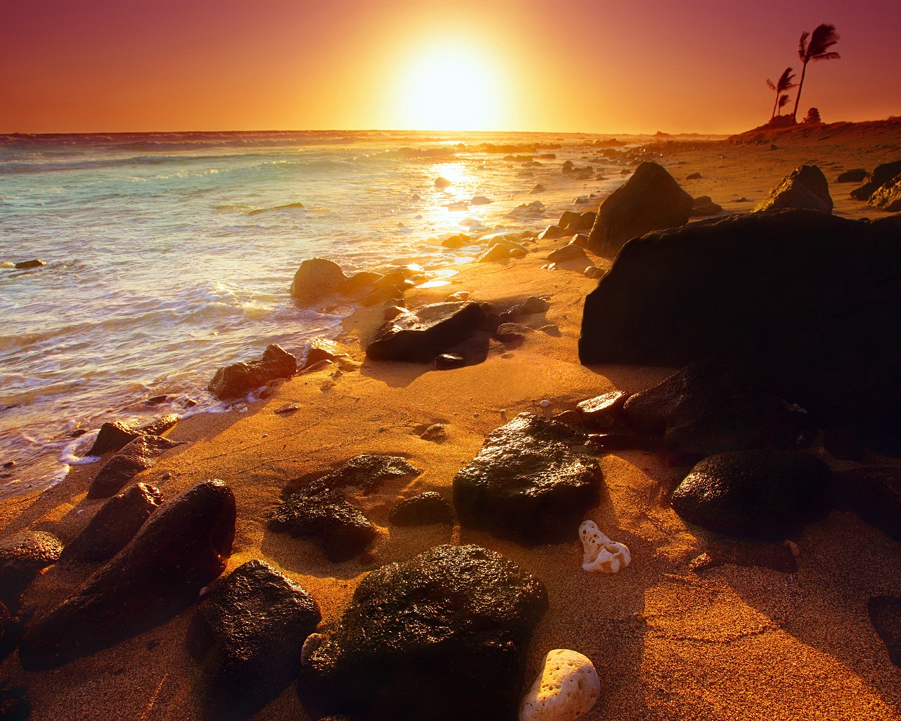 Windows 8 theme wallpaper: Beach sunrise and sunset views #1 - 1280x1024