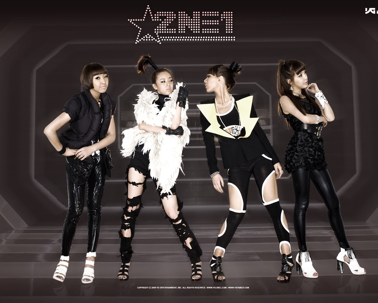 한국 음악 소녀 그룹 2NE1의 HD 배경 화면 #11 - 1280x1024