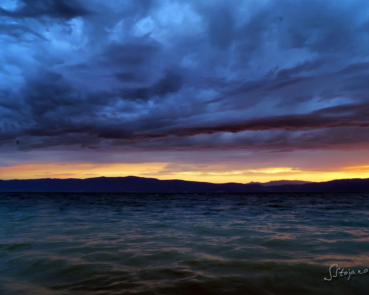 Po západu slunce, Lake Ohrid, Windows 8 téma HD Tapety na plochu #4 - 1280x1024