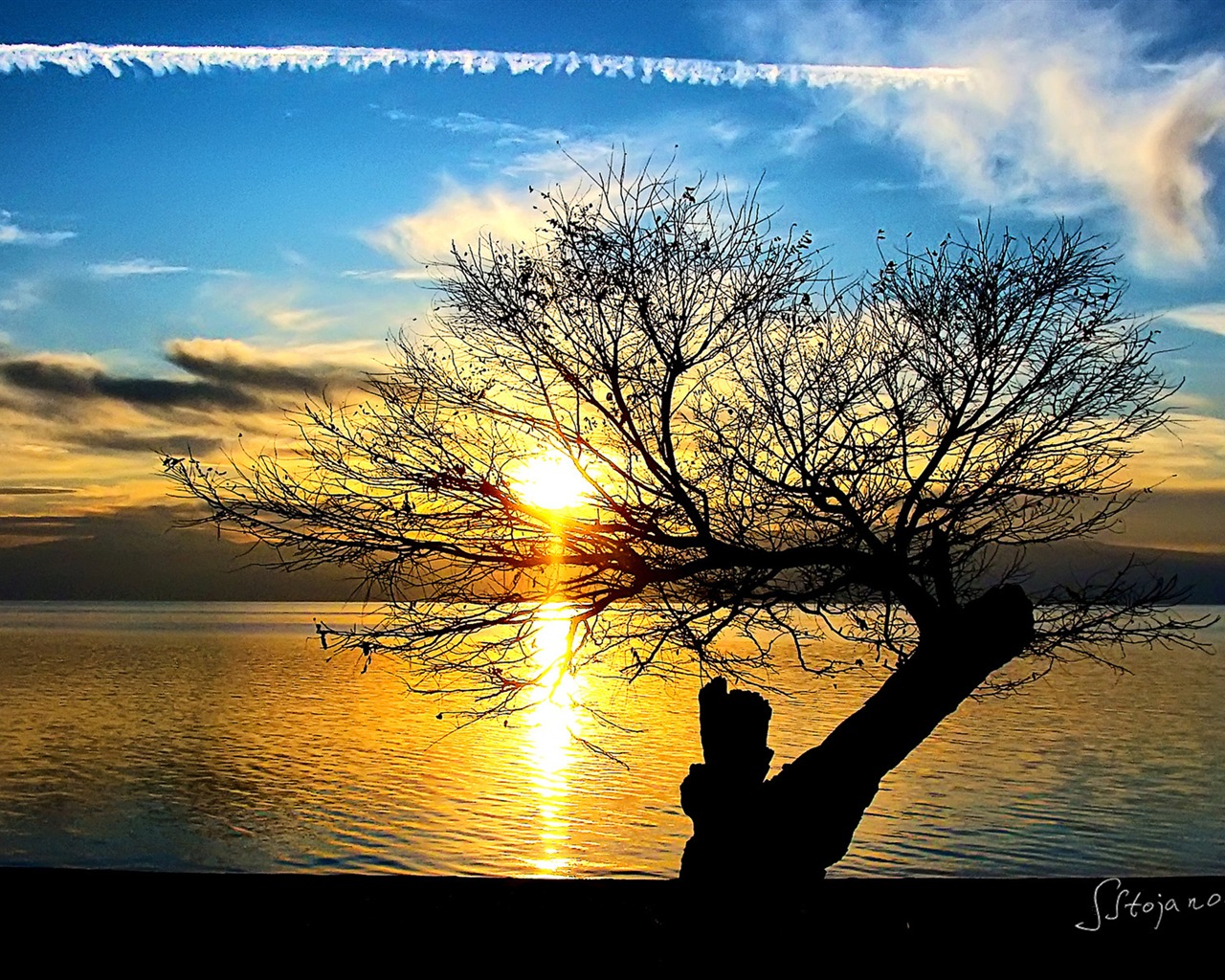 Po západu slunce, Lake Ohrid, Windows 8 téma HD Tapety na plochu #5 - 1280x1024