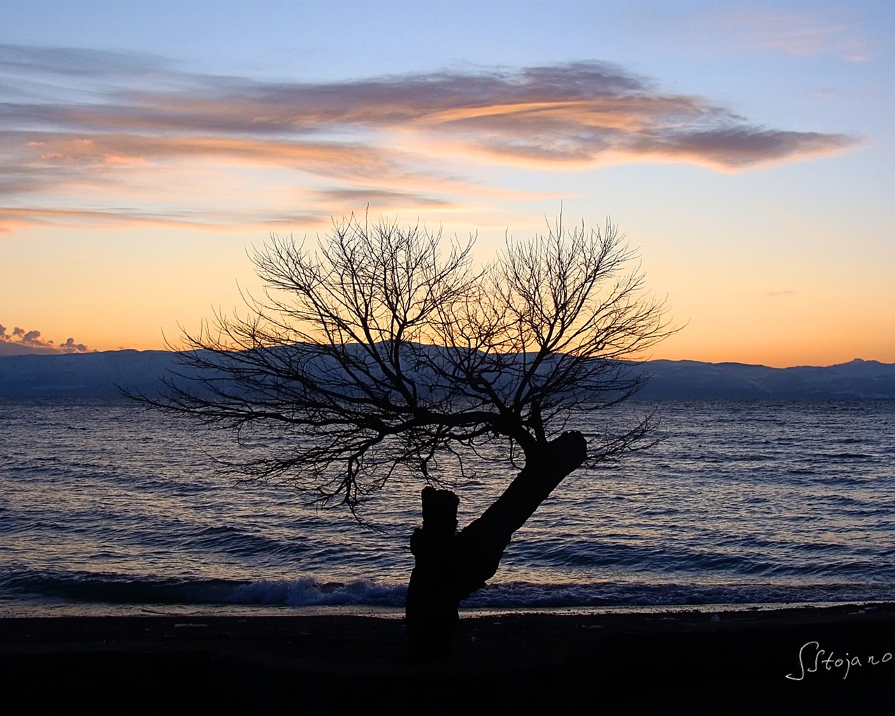 Po západu slunce, Lake Ohrid, Windows 8 téma HD Tapety na plochu #6 - 1280x1024