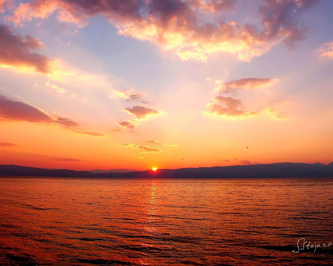 Po západu slunce, Lake Ohrid, Windows 8 téma HD Tapety na plochu #9 - 1280x1024