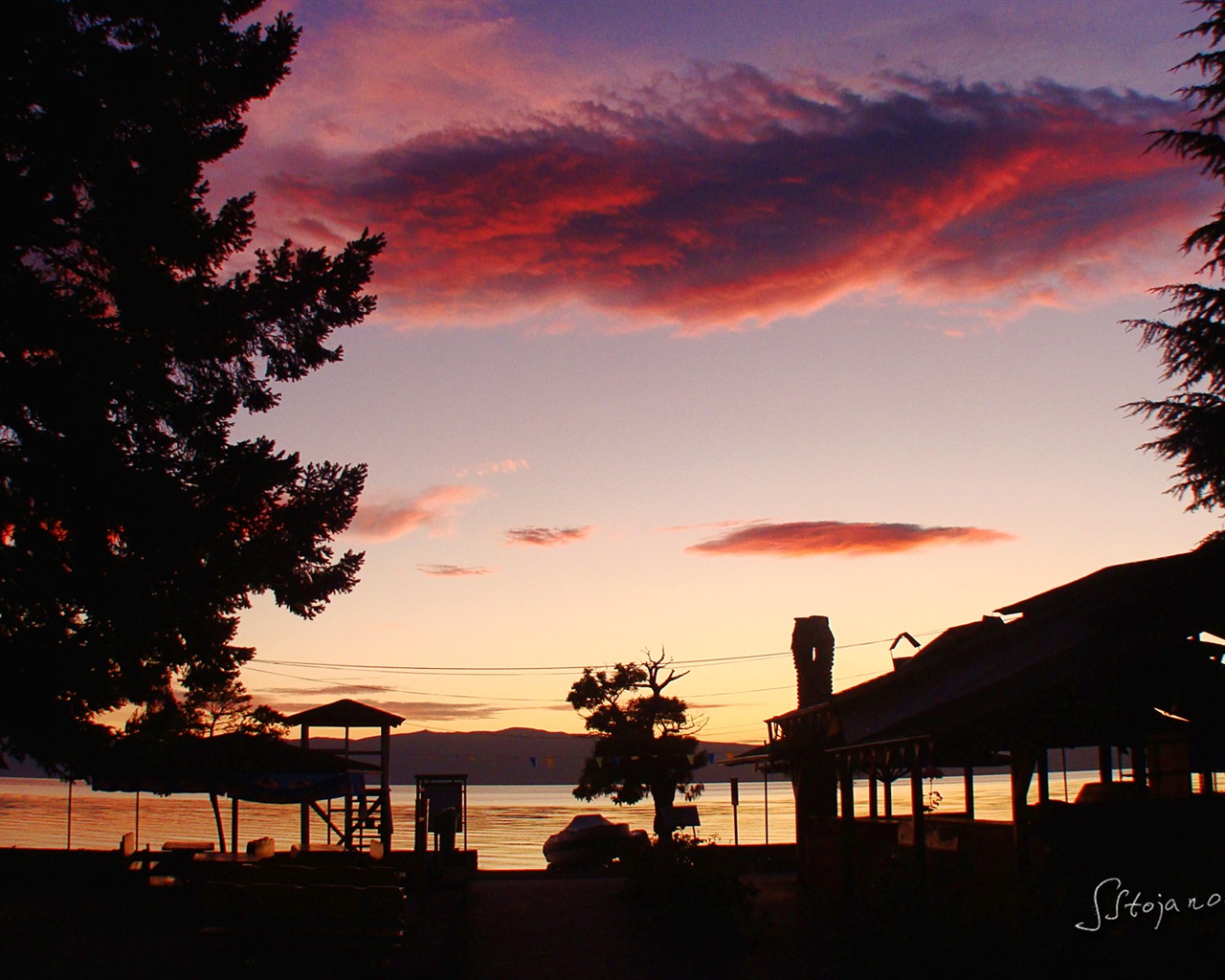 Po západu slunce, Lake Ohrid, Windows 8 téma HD Tapety na plochu #11 - 1280x1024
