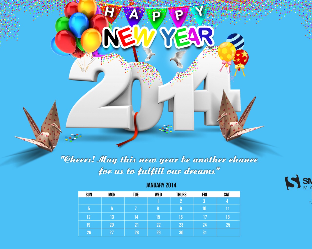 January 2014 Calendar Wallpaper (1) #1 - 1280x1024