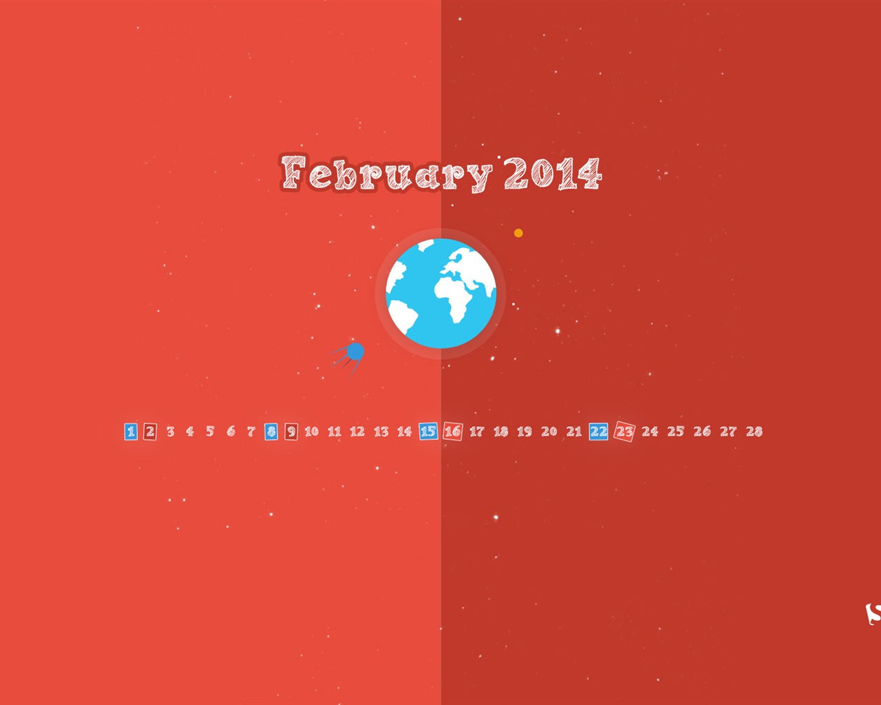 2014년 2월 달력 배경 화면 (1) #15 - 1280x1024