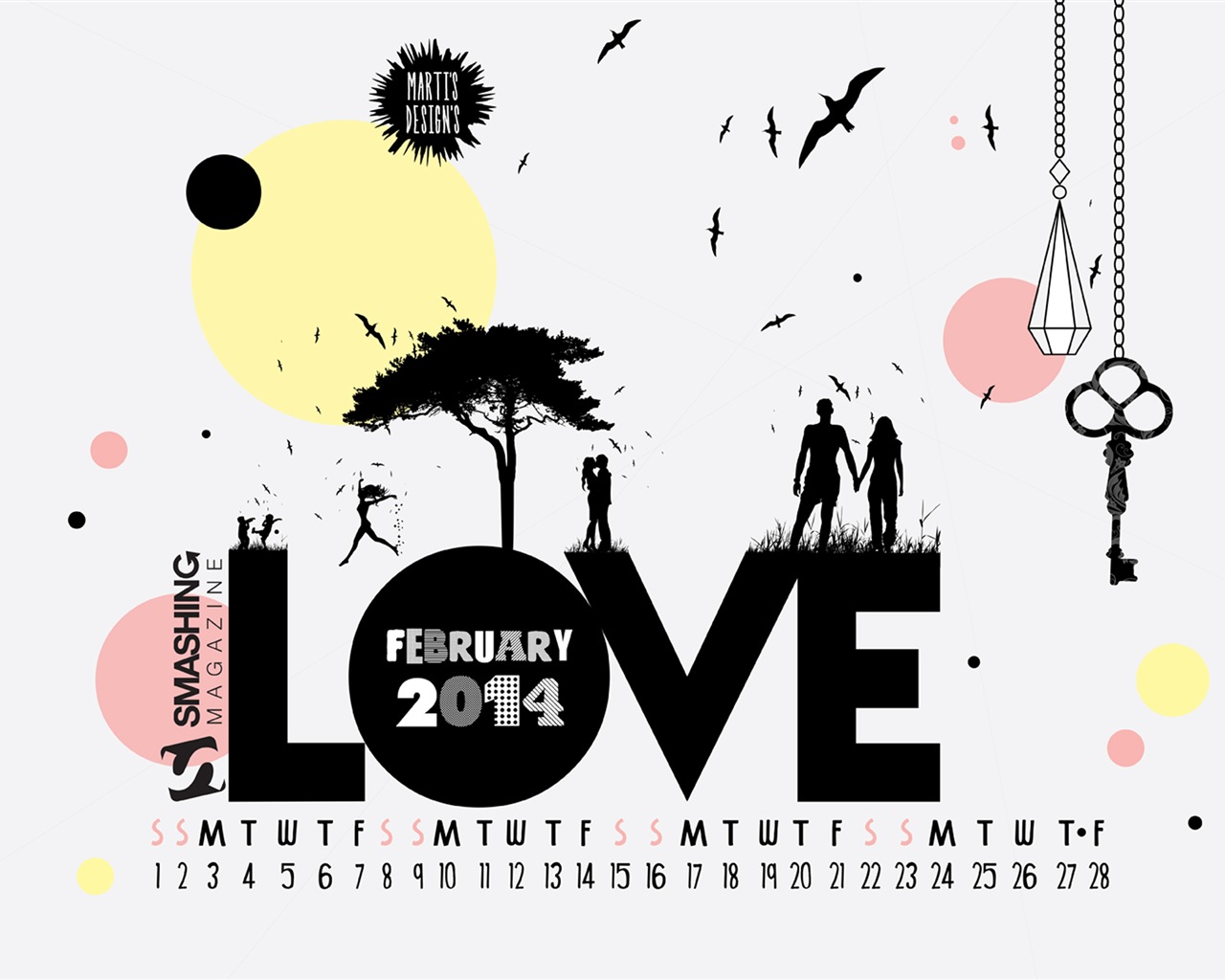 Februar 2014 Kalender Wallpaper (2) #4 - 1280x1024