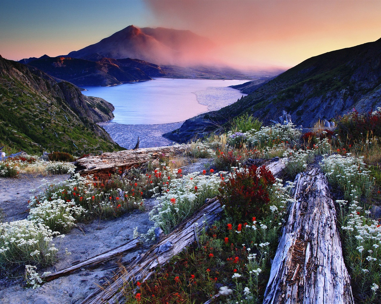 Volcanique paysage de lac fonds d'écran HD #10 - 1280x1024