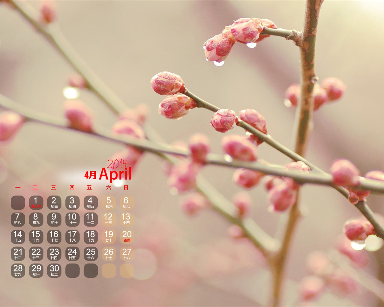 Avril 2014 calendriers fond d'écran (1) #3 - 1280x1024