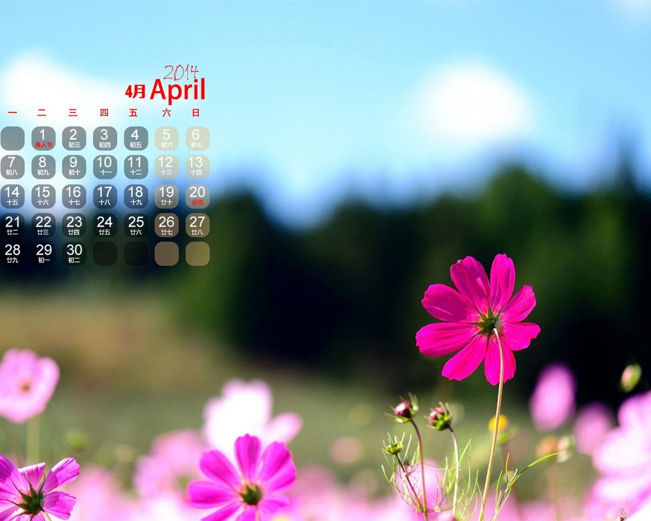 Avril 2014 calendriers fond d'écran (1) #8 - 1280x1024