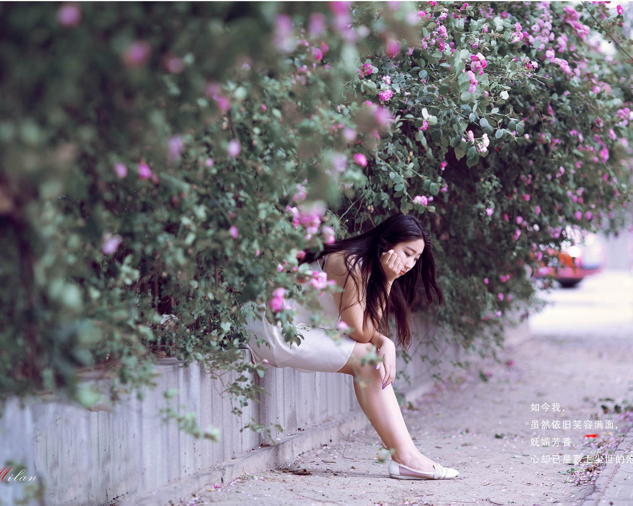 Belle fille avec des roses fleurs fonds d'écran HD #4 - 1280x1024