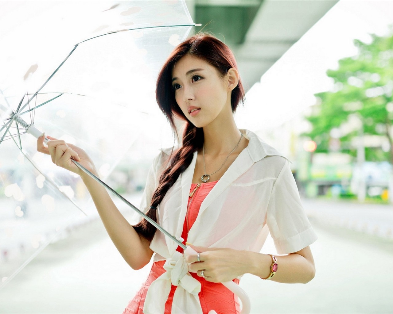 비오는 날 순수한 소녀의 HD 벽지 #11 - 1280x1024