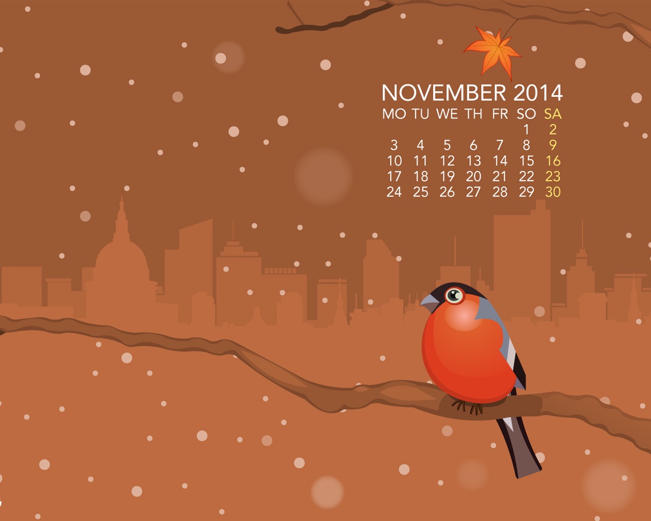 Ноябрь 2014 Календарь обои (2) #13 - 1280x1024