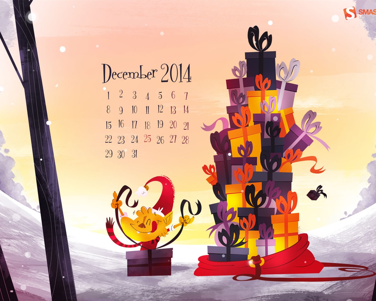 2014년 12월 캘린더 벽지 (2) #1 - 1280x1024