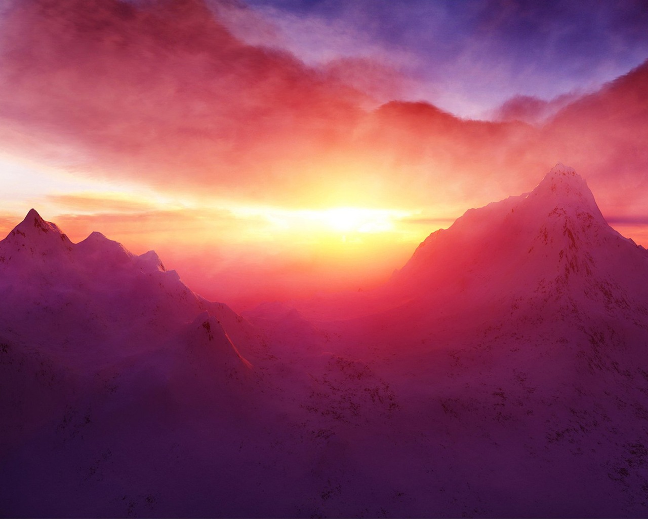 Sonnenuntergang, Himmel, Meer, Natur HD Wallpaper #3 - 1280x1024