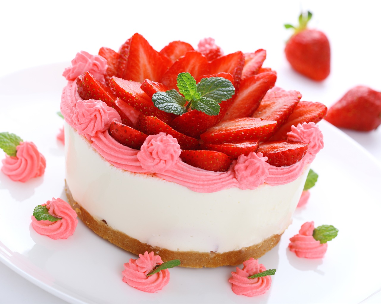 Délicieux gâteau fraises fonds d'écran HD #14 - 1280x1024
