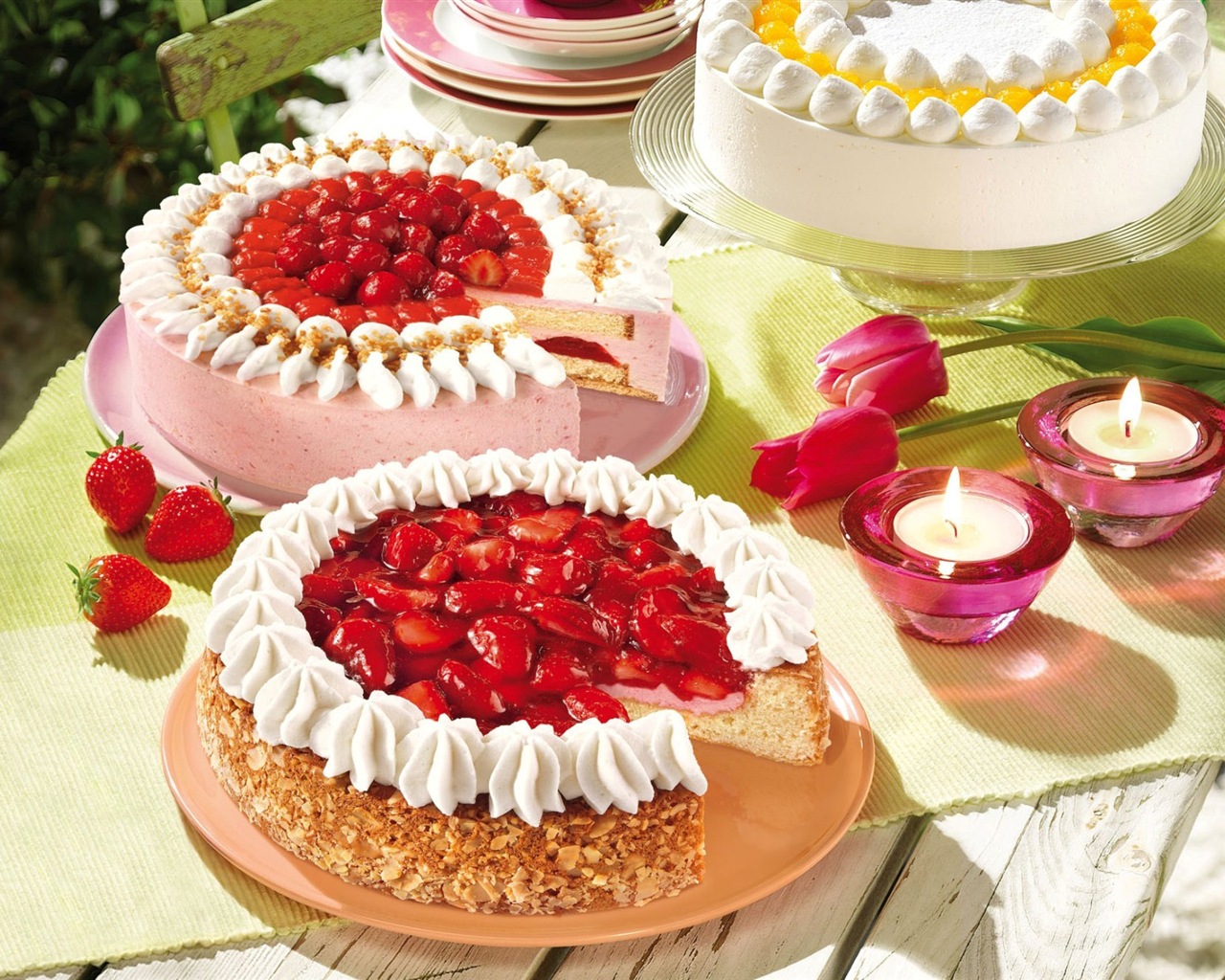 맛있는 딸기 케이크의 HD 배경 화면 #23 - 1280x1024