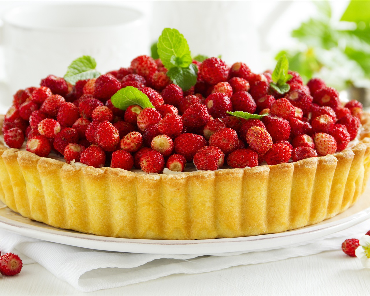 맛있는 딸기 케이크의 HD 배경 화면 #24 - 1280x1024