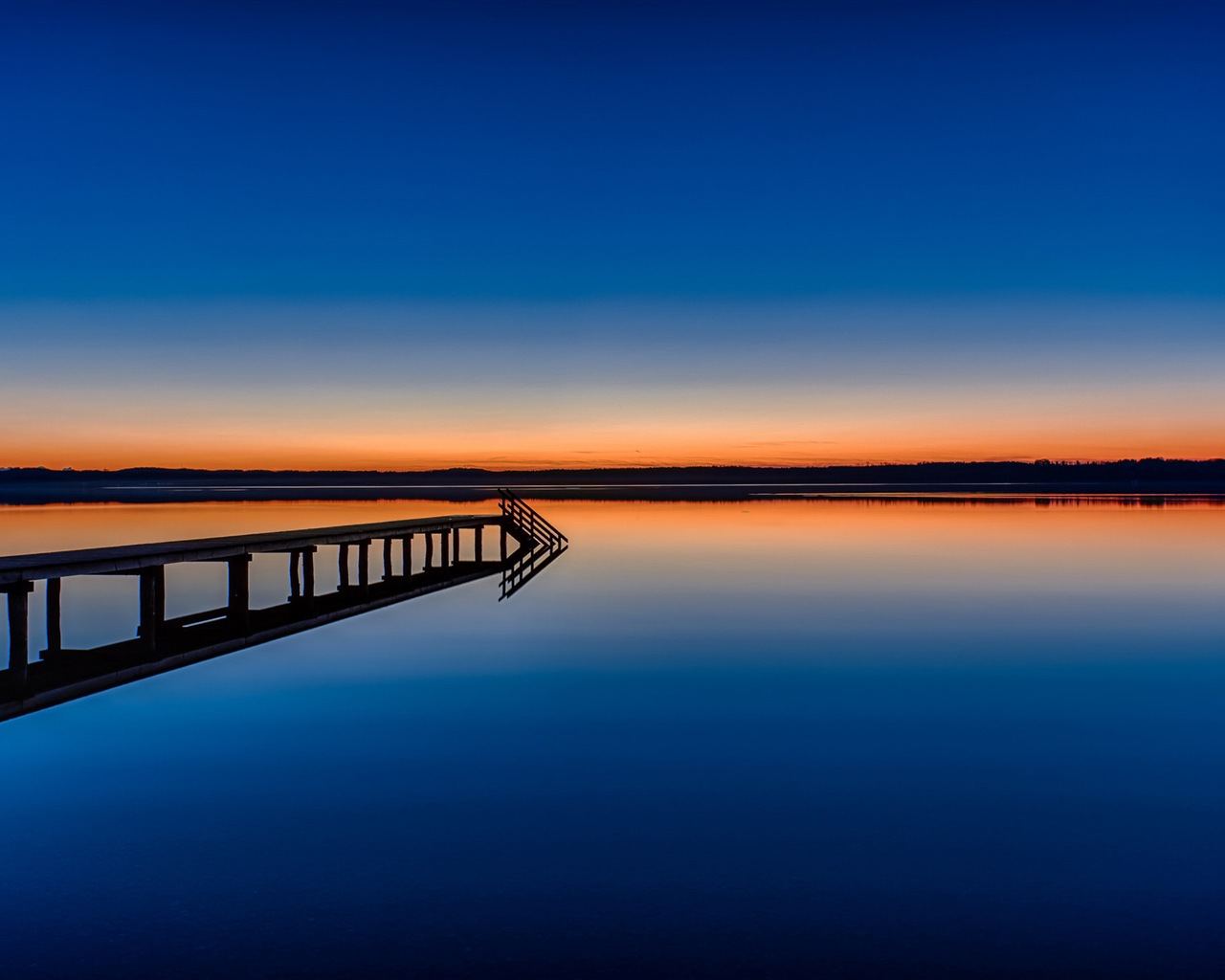 Lake a Boardwalk výhled soumraku HD tapety na plochu #12 - 1280x1024