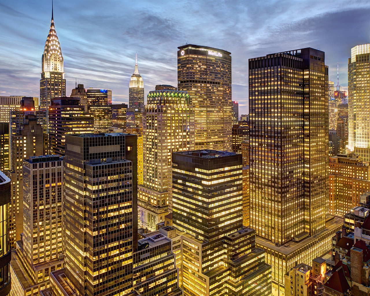 Empire State Building v New Yorku, město noci HD tapety na plochu #5 - 1280x1024