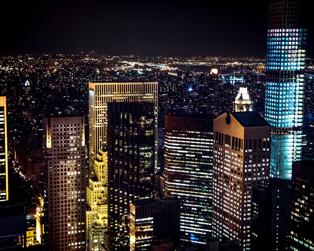 Empire State Building in New York, city night HD wallpapers #9 - 1280x1024