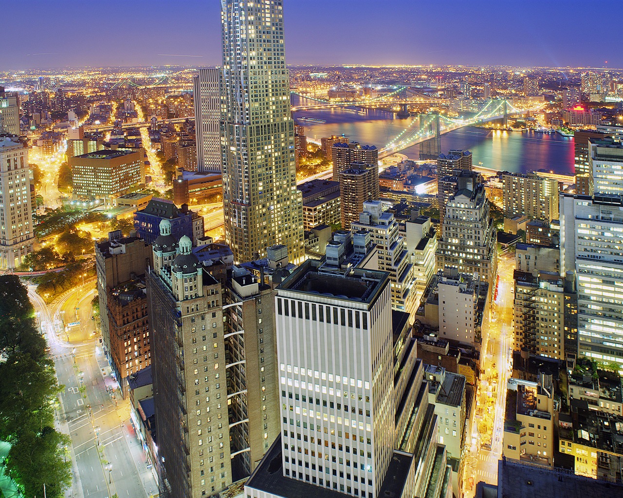 Empire State Building v New Yorku, město noci HD tapety na plochu #16 - 1280x1024