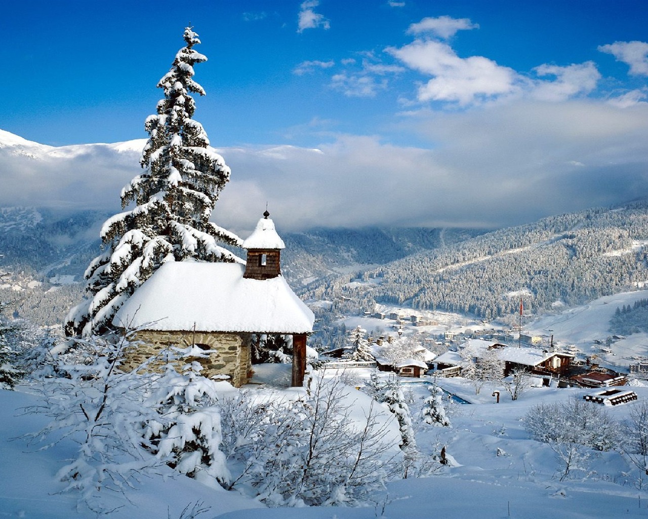 冬の雪の美しい風景のHDの壁紙 #20 - 1280x1024