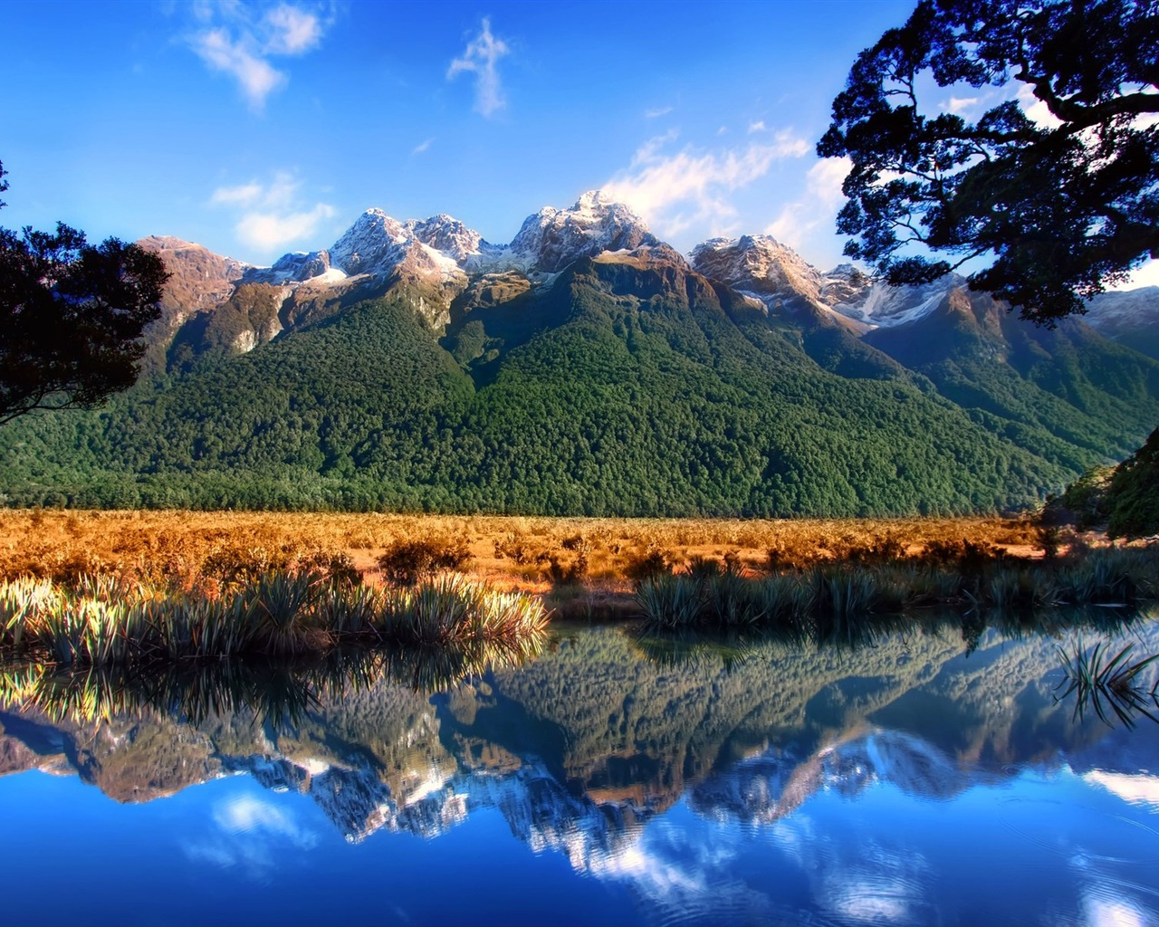 山脈の水の雲自然の美しさ、風景のHD壁紙 #17 - 1280x1024