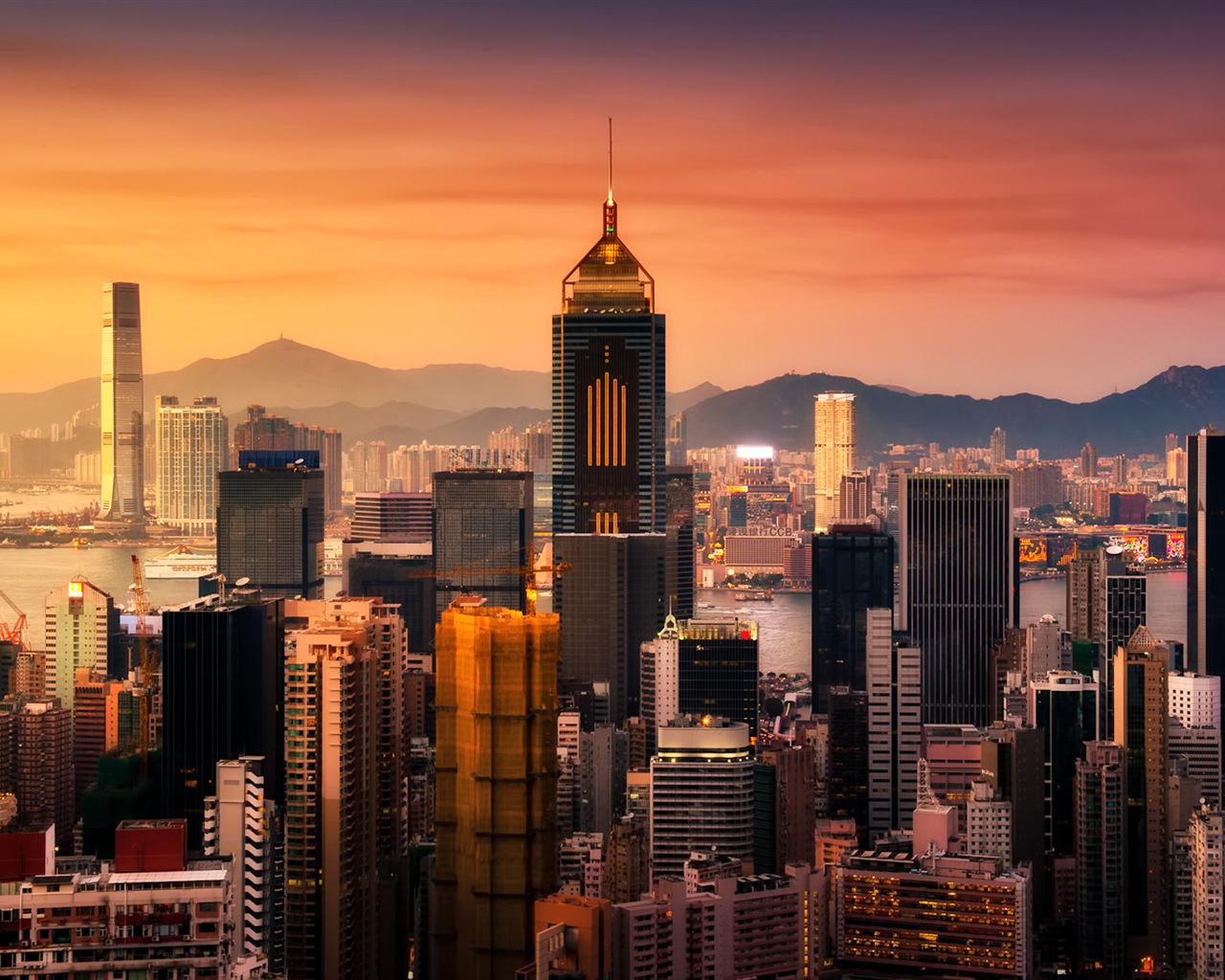 Городской пейзаж красивые обои HD Гонконга #7 - 1280x1024