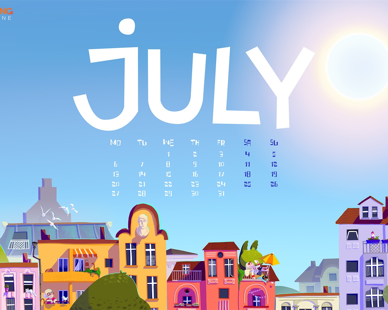 2015年7月カレンダー壁紙（2） #1 - 1280x1024