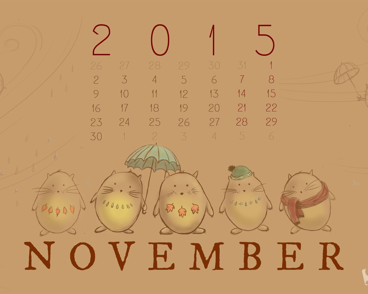 November 2015 Kalender Wallpaper (2) #17 - 1280x1024