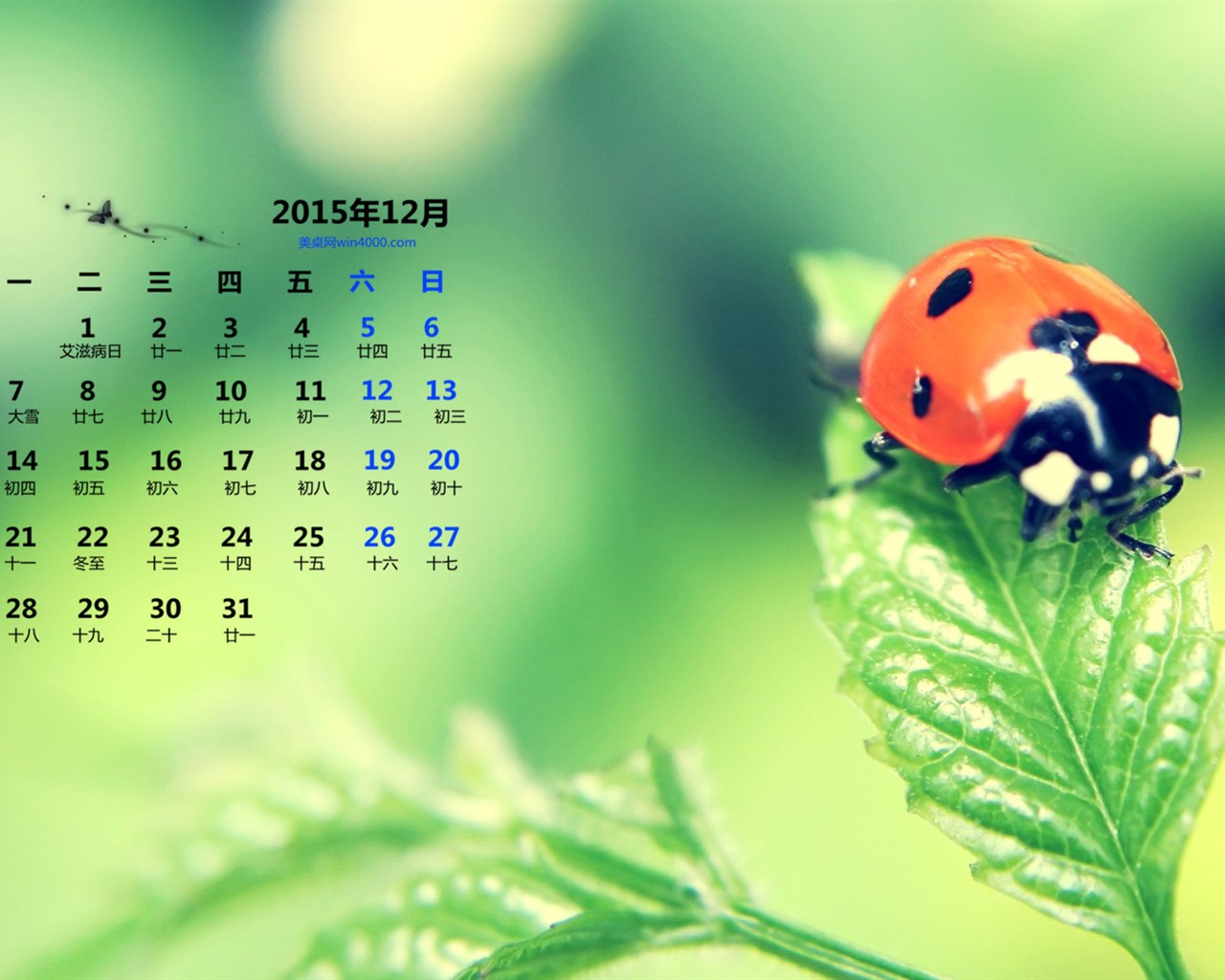 December 2015 Calendar wallpaper (1) #10 - 1280x1024