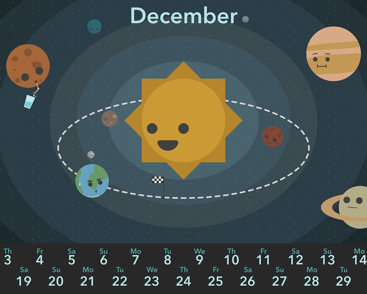 Декабрь 2015 Календарь обои (2) #16 - 1280x1024