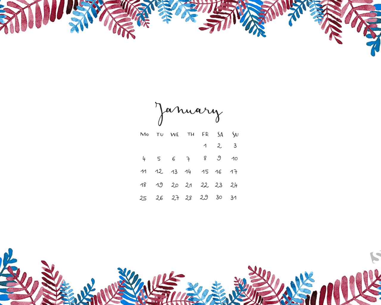 January 2016 calendar wallpaper (2) #8 - 1280x1024