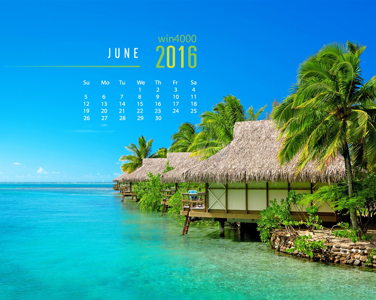 De junio de el año 2016 fondo de pantalla de calendario (1) #1 - 1280x1024
