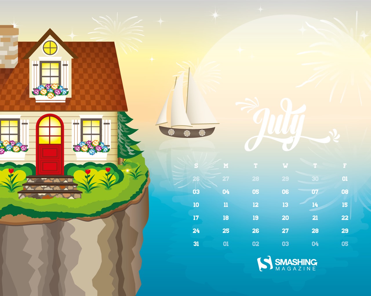 Julio 2016 fondo de pantalla de calendario (2) #1 - 1280x1024