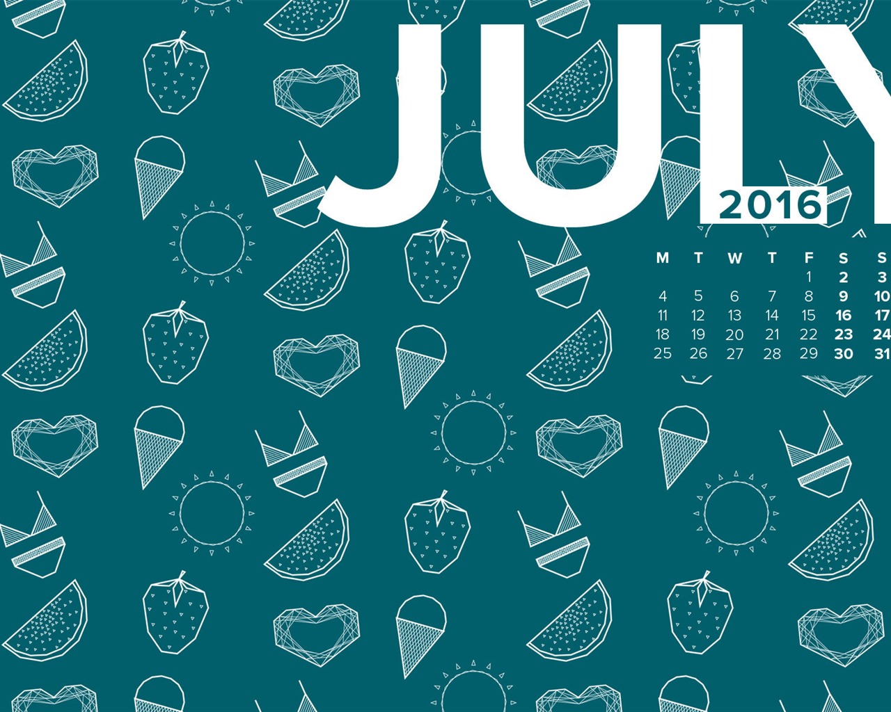 Julio 2016 fondo de pantalla de calendario (2) #7 - 1280x1024