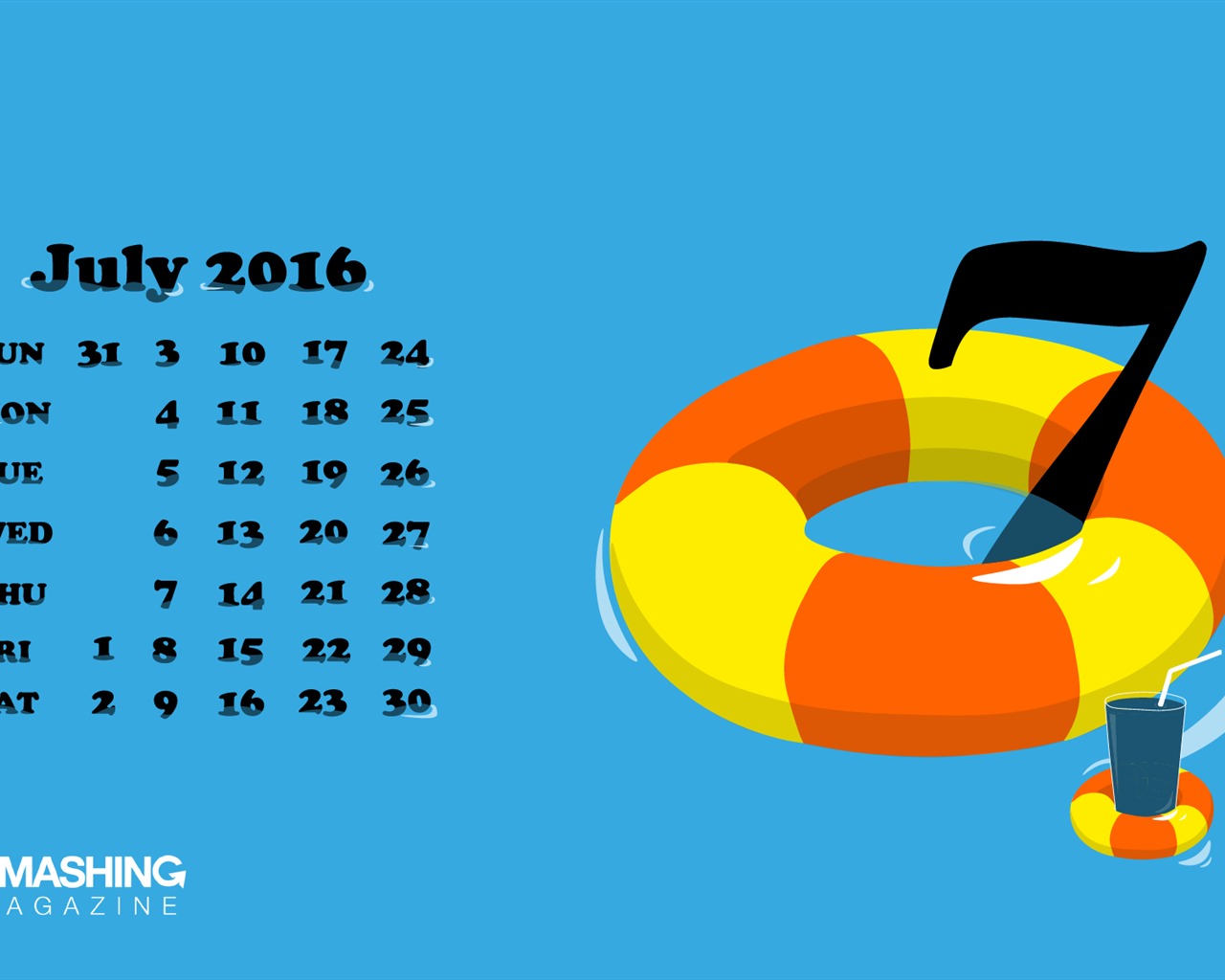 Julio 2016 fondo de pantalla de calendario (2) #8 - 1280x1024