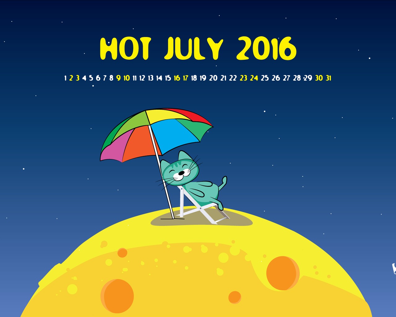 Julio 2016 fondo de pantalla de calendario (2) #19 - 1280x1024