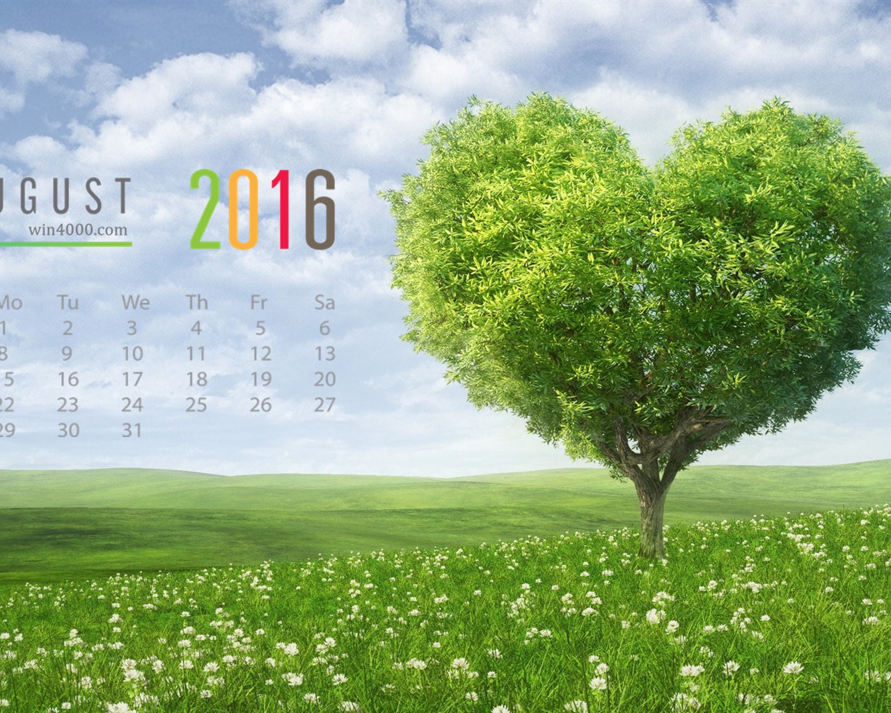 De agosto de el año 2016 fondo de pantalla de calendario (1) #3 - 1280x1024