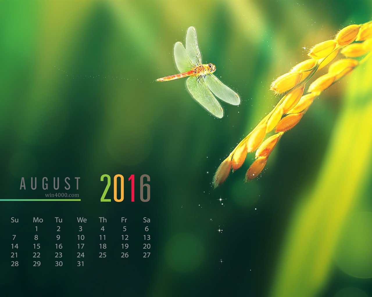 De agosto de el año 2016 fondo de pantalla de calendario (2) #2 - 1280x1024