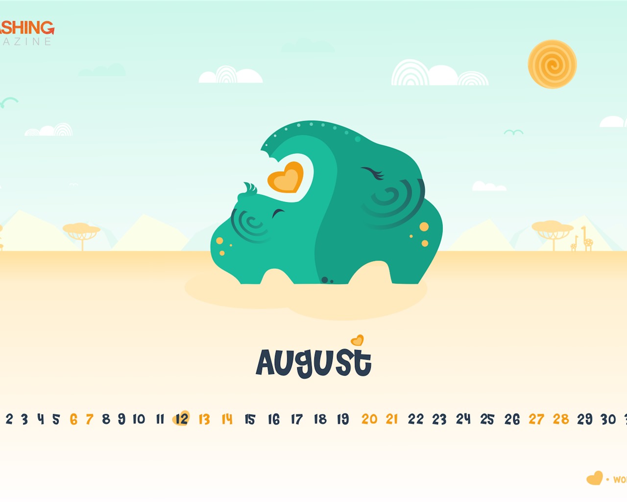 Август 2016 обои календарь (2) #10 - 1280x1024