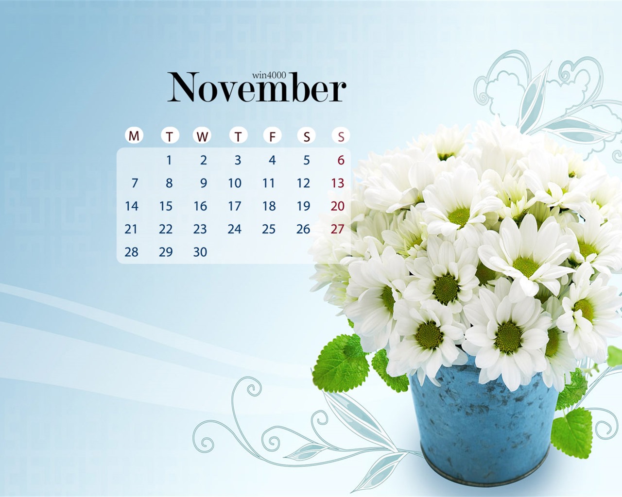 Fondo de escritorio del calendario de noviembre de 2016 (1) #7 - 1280x1024